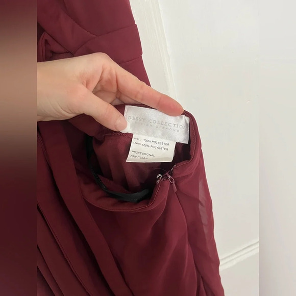 Dessy Collection Stand Collar Halter Maxi Dress With Criss Cross Open-Back 3082 - Picture 7 of 8